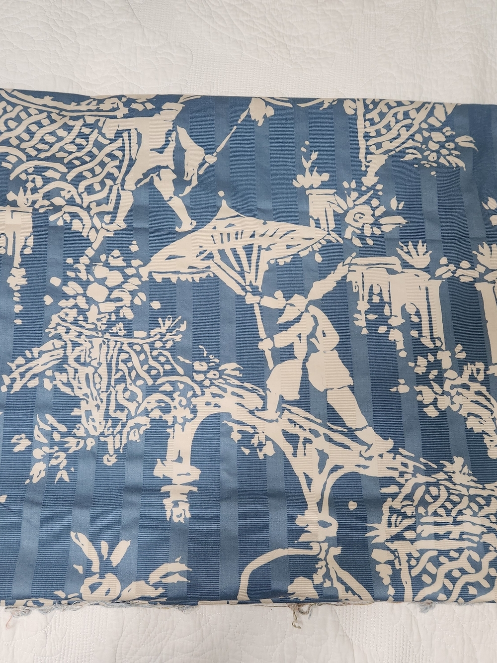 Blue and White Toile Upholstery Fabric